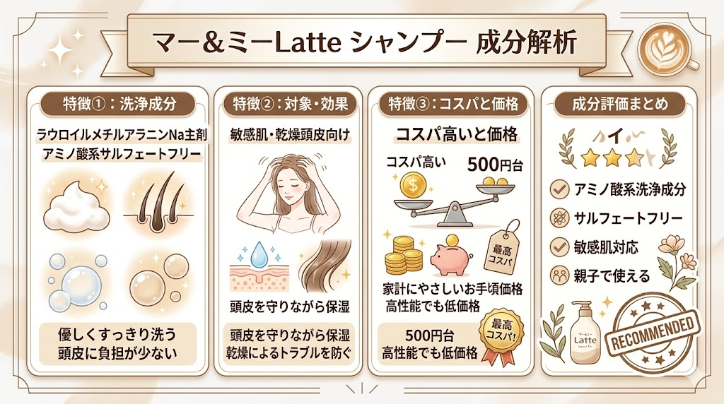 マー＆ミーLatteの成分解析｜アミノ酸系サルフェートフリーのコスパを正直評価